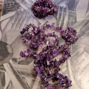 Natural amethyst cluster necklace and bracelet set
